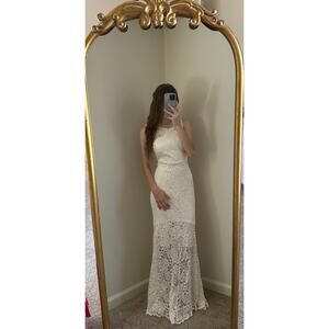Vintage Y2K 90s Cameo White Cream Ivory Lace Dress